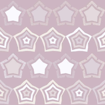 Seamless pattern with decorative stars of curved stripes. Design with manual hatching. Textile. Ethnic boho ornament. Vector illustration for web design or print.のイラスト素材