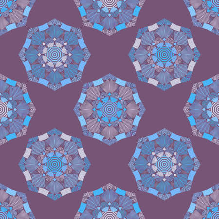 Mandala. Ethnic mandala with colorful tribal ornaments. Seamless pattern. Design with manual hatching. Isolated. Vector illustration for web design or print.のイラスト素材