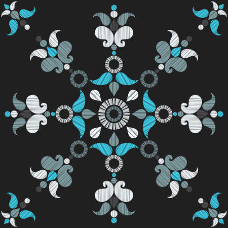 Funny snowflakes of their geometric shapes. Seamless pattern. Merry Christmas! Winter holiday. Vector illustration for web design or print.のイラスト素材