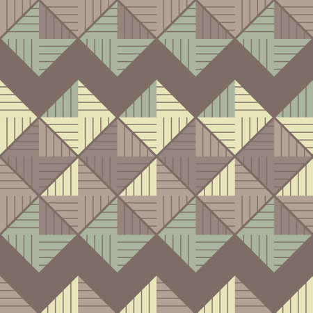 A mosaic of striped geometric figures. Seamless pattern. Design with manual hatching. Textile. Ethnic boho ornament. Vector illustration for web design or print.のイラスト素材