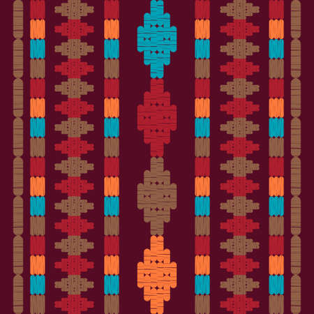 Mexican plaid. Navajo. Seamless pattern. Design with manual hatching. Textile. Ethnic boho ornament. Vector illustration for web design or print.のイラスト素材