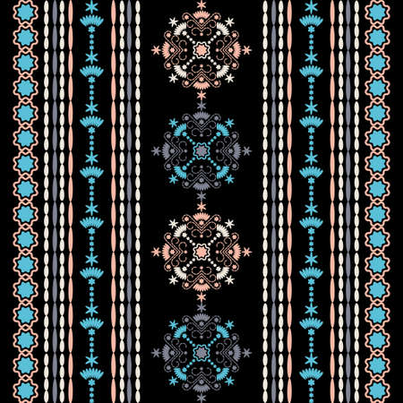 Christmas embroidery. Snowflakes. Seamless pattern. Festive fabric. Vector illustration for web...