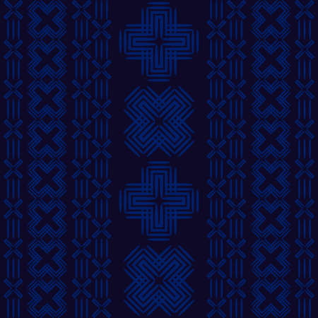 Geometric shapes from points. Digital ornament. Border. Halftone. Seamless pattern. Textile. Ethnic...