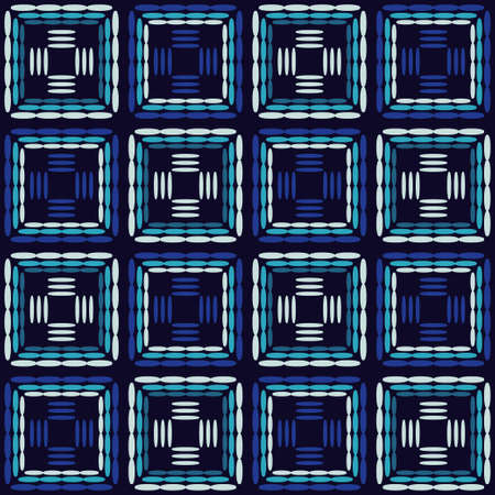 Geometric shapes from points. Digital ornament. Border. Halftone. Seamless pattern. Textile. Ethnic boho ornament. Vector illustration for web design or print.のイラスト素材