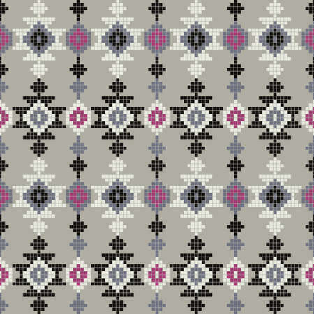 Navajo mosaic rug with traditional folk geometric pattern. Ethnic boho ornament. Aztec elements....