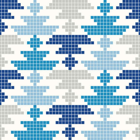 Navajo mosaic rug with traditional folk geometric pattern. Ethnic boho ornament. Aztec elements. Mayan ornament. Vector illustration for web design or print.のイラスト素材