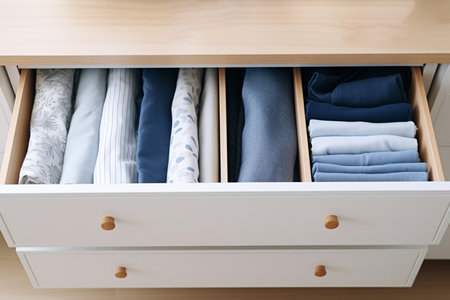 pull-out chest shelf, things are arranged in a neat organized way to avoid unnecessary purchases,の素材