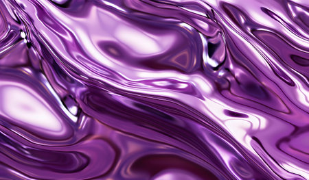 Glossy purple abstract background with fluid, wavy lines, ideal for luxury branding, fashion marketing, or as a captivating and modern design element in digital media and creative projectsの素材