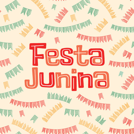 Latin American holiday, the June party of Brazil. Lettering design. Vector illustrationのイラスト素材