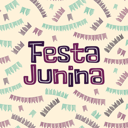 Latin American holiday, the June party of Brazil. Lettering design. Vector illustrationのイラスト素材