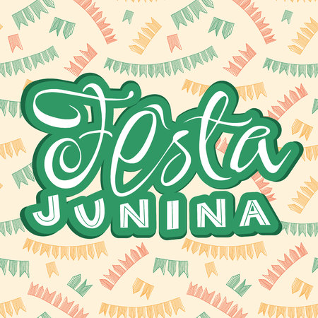 Latin American holiday, the June party of Brazil. Lettering design. Vector illustrationのイラスト素材