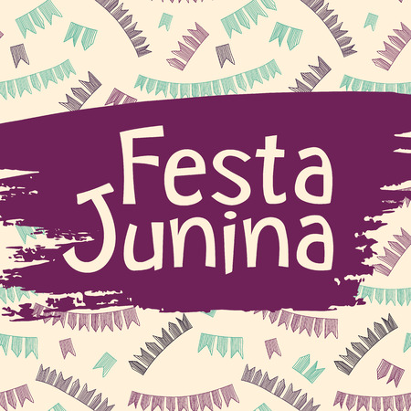 Latin American holiday, the June party of Brazil. Lettering design. Vector illustrationのイラスト素材