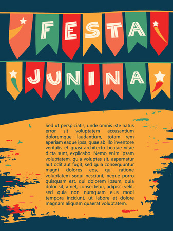 Latin American holiday, the June party of Brazil. Lettering design. Vector illustrationのイラスト素材