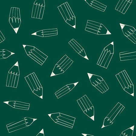 "Back to school" pattern with pencils on On Chalkboard.のイラスト素材