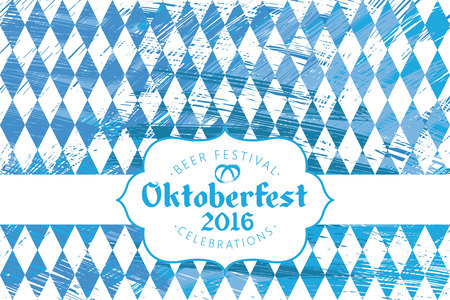 blue and white Oktoberfest banner with text Oktoberfest 2016 (german)のイラスト素材
