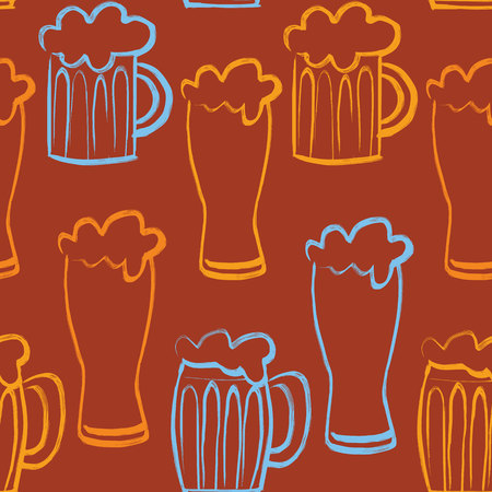Seamless pattern with oktoberfest celebration symbols. Vector illustration.のイラスト素材