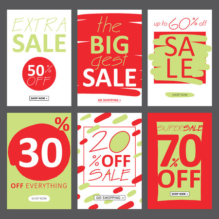 Social media sale banners and ads web template collection. illustrations for website and mobile website banners, posters, email and newsletter designs, ads, promotional material.のイラスト素材