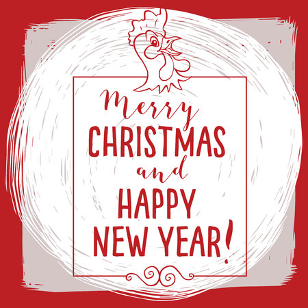 2017 new year card, year of the rooster. For card, poster, brochure, web and other users.のイラスト素材