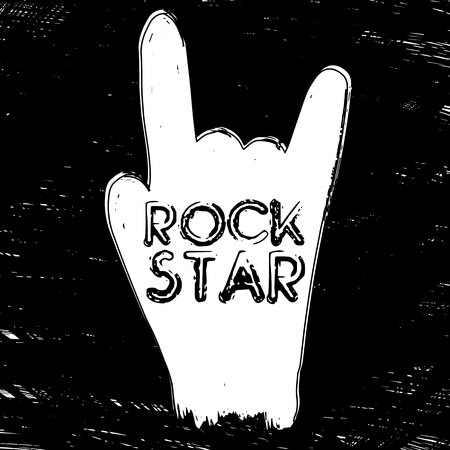 Quote Rock Star. Fashionable calligraphy. Vector illustration on black and white illustrated hand. Motivation and inspiration. Elements for design. Youth greeting.のイラスト素材