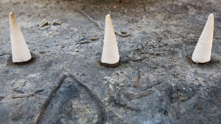 Frankincense cone on dark backgroundの写真素材