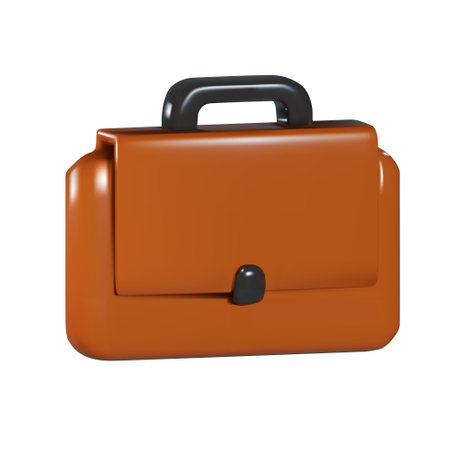 Render of a brown leather document bag in 3d style. vector illustrationのイラスト素材