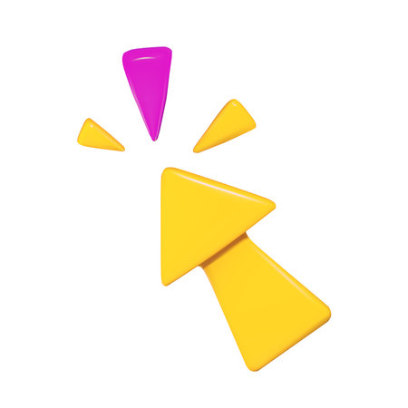 render yellow cursor icon. Vector symbol in trendy 3d style on a white background. Click the arrow.のイラスト素材