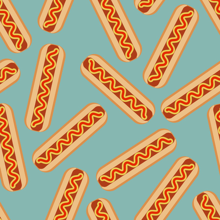 Seamless hotdog patternのイラスト素材