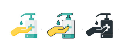 Hand sanitizer Icon/Illustration with three color stylesのイラスト素材