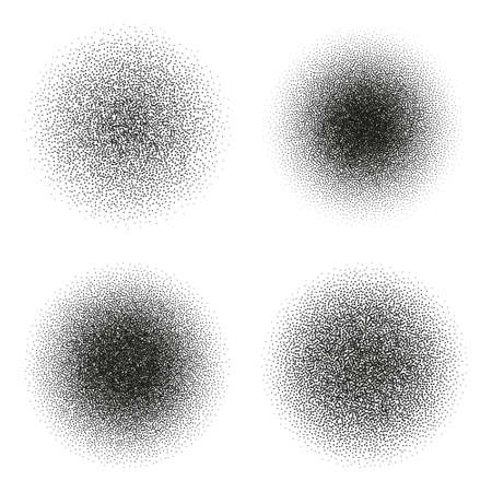 Circle halftone dots frame set. Round black design element. Vector illustration.のイラスト素材
