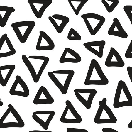 Triangles background. Doodle seamless simple ink pattern. Hand drawn geometric texture. Vector illustrationのイラスト素材