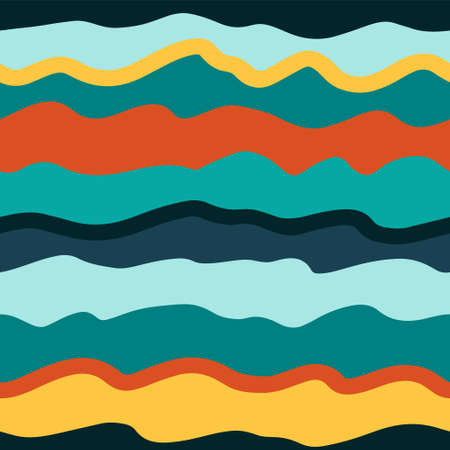 Wavy lines seamless pattern. Hand Drawn colorful background. Simple trendy texture, stripes, lines,...