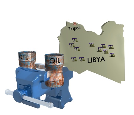 libya oil barrel crushedの写真素材