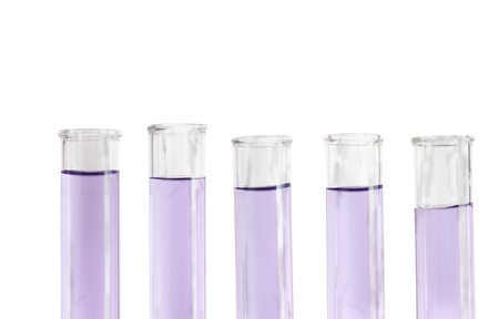 five violet test tubes
