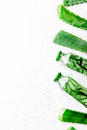Detox water with aloe vera. Healthy drink. Top view.の写真素材