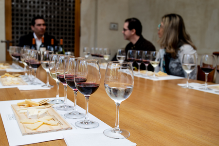 SANTIAGO, CHILE - NOV 29, 2018: Wine degustation in Concha y Toro Mansion and Vineyardのeditorial素材