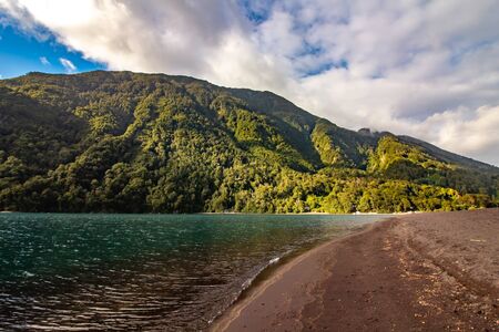 Chilean landscape Ensenada, lake Todos los Santos, National Park.の写真素材