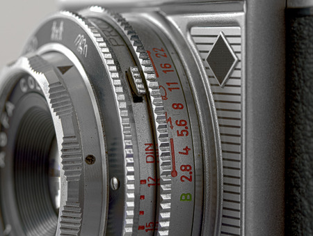 Lens of a range-finder camera with program exposure, Germany, 1960の写真素材
