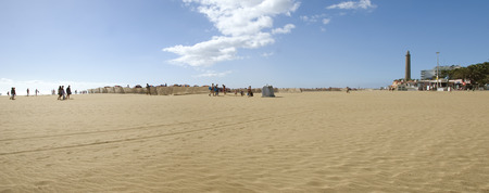 Sandy beach of Maspalomas with lighthouseのeditorial素材