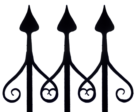 pattern made by three iron fence posts with artfully formed tips, isolatedの写真素材