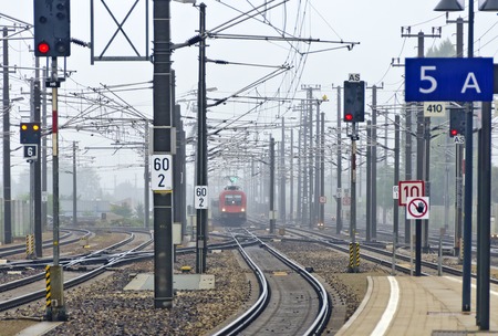 Come in of a train into a station, St. Poelten, Austria