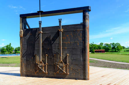 former lock gate of the goeta canal displayed near the village of Berg in Sweden