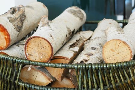 The wood in the basketの写真素材