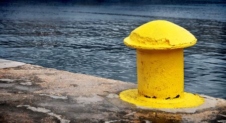 Detailed picture yellow berth on the shipの写真素材