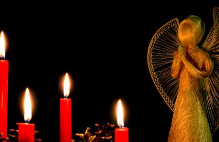 Four candles - Christmas decorationsの写真素材