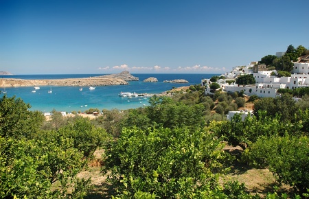 Lindos city and the bay - Rhodes, Greeceの写真素材