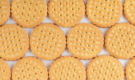The textured background - the biscuits .