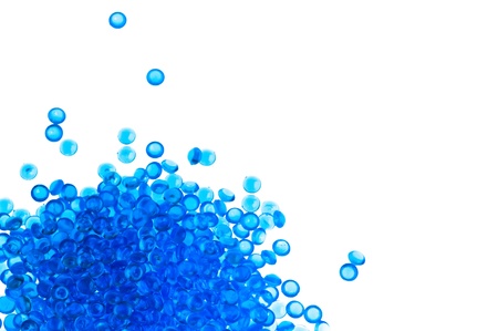 Blue glass drops on a white background
