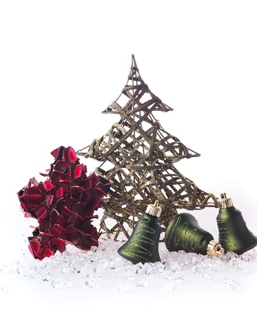 The green Christmas bells and a red starの写真素材