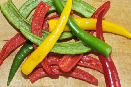 The abstract color background - chopped chilliesの写真素材
