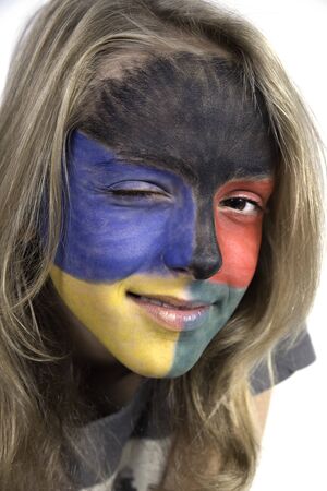 The colors on the faces of the girlの写真素材